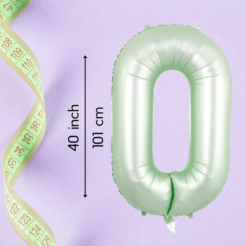 Fienosa Cijfer Ballonnen - Nummer 0 - Groen Pastel Kleur - 101 cm - XL Groot - Helium Ballon - Verjaardag Ballon - Verjaardag versiering - Leeftijd verjaardag - Verjaardagsballon - Verjaardag