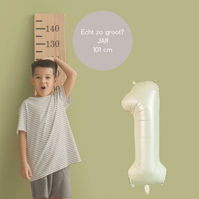 Fienosa Cijfer Ballonnen - Nummer 1 Beige Ivory Kleur - 101 cm - XL Groot - Helium Ballon - Verjaardag Ballon - Verjaardaag versiering - Leeftijd verjaardag - Verjaardagsballon - Verjaardag
