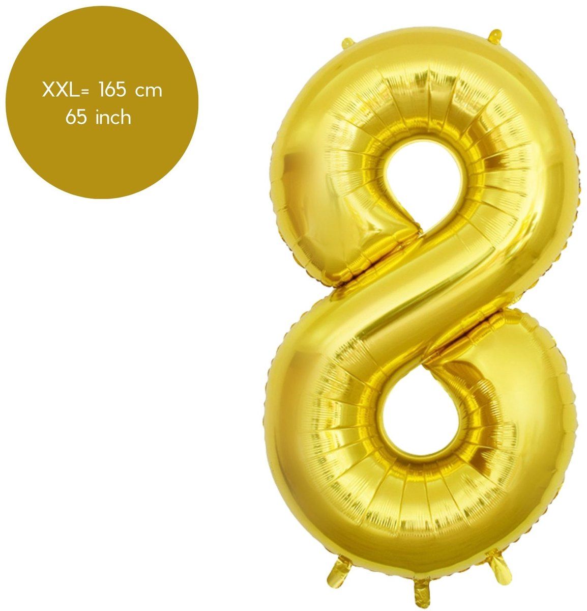 Fienosa Cijfer Ballonnen nummer 8 - Goud - 165 cm - Helium Ballon - Verjaardag ballon - Verjaardag versiering - Leeftijd verjaardag - Verjaardagsballon - Verjaardag