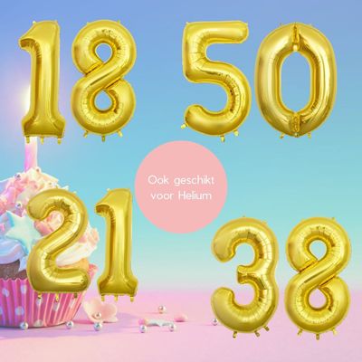 Fienosa Cijfer Ballonnen nummer 2 - Goud - 165 cm - Helium Ballon - Verjaardag ballon - Verjaardag versiering - Leeftijd verjaardag - Verjaardagsballon - Verjaardag