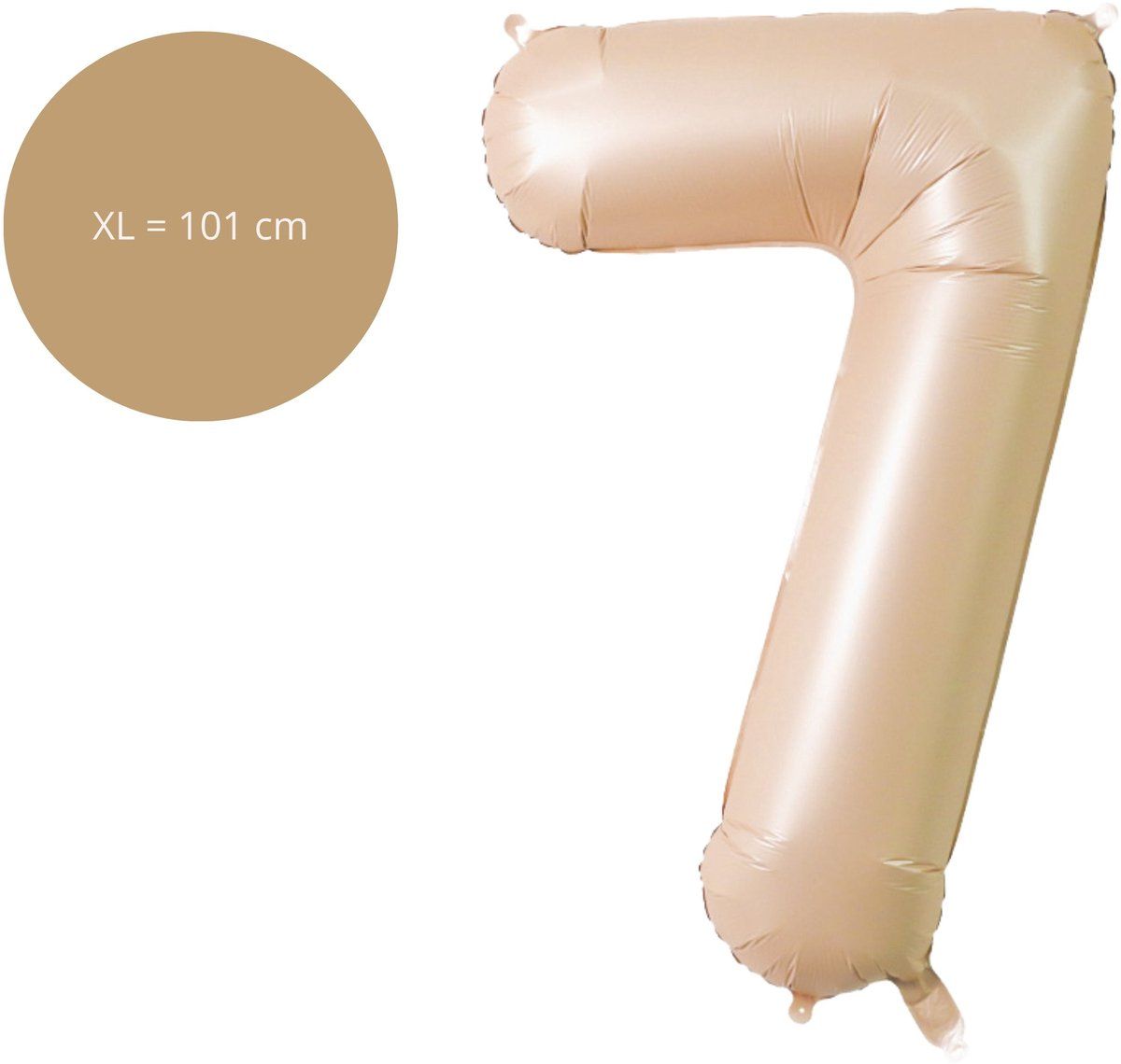 Fienosa Cijfer Ballonnen - Nummer 7 Caramel Zand Kleur - 101 cm - XL Groot - Helium Ballon - Verjaardag Ballon - Verjaardag versiering - Leeftijd verjaardag - Verjaardagsballon - Verjaardag