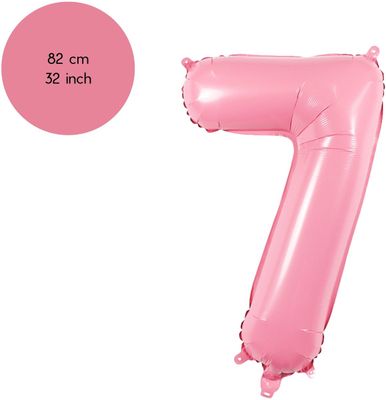 Cijfer Ballonnen - Nummer 7 - Roze - 82 cm - Helium Ballon - Fienosa- Leeftijd verjaardag - Verjaardagsballon - Verjaardag