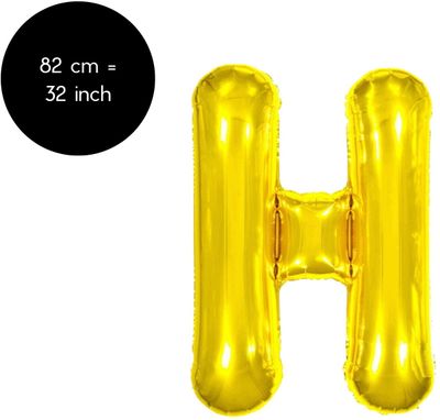 Fienosa Letter Ballonnen - Letter H - Goud - Kleur Goud - 82 cm - Helium Ballon - Verjaardag Ballon - Verjaardag versiering