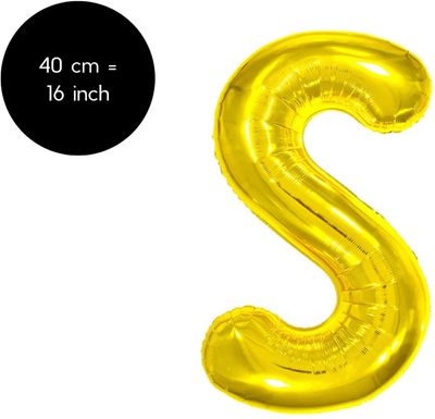 Fienosa Letter Ballonnen - Letter S - Goud - Kleur Goud - 40 cm - Helium Ballon - Verjaardag Ballon - Verjaardag versiering