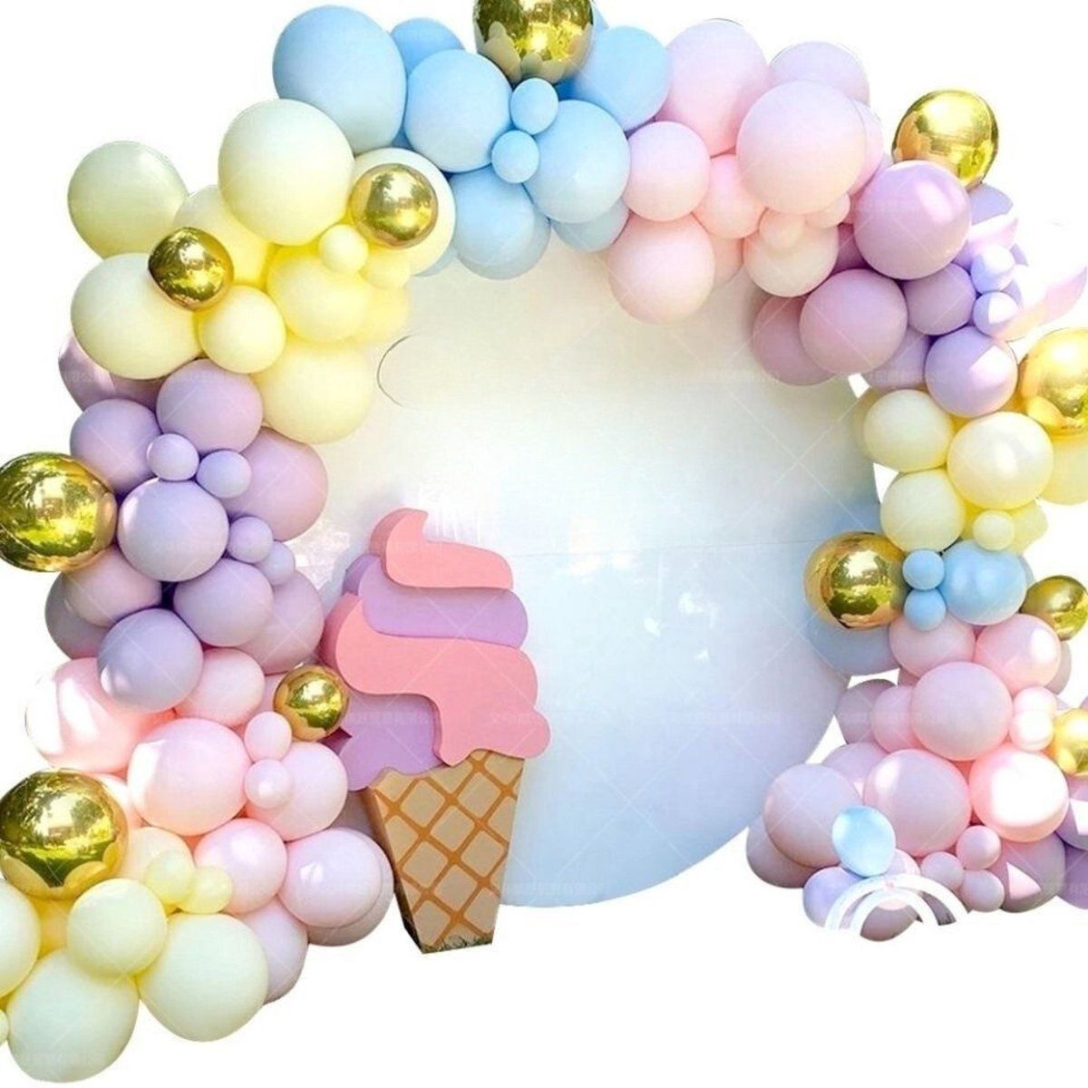 Fienosa Ballonnenboog Geel Blauw Pastel - Luxe Verjaardag Ballonnen - Ballonnenboog - Verjaardag - Bruiloft decoratie - 119 stuks - Helium Ballonnen - Ballonnen Pilaar