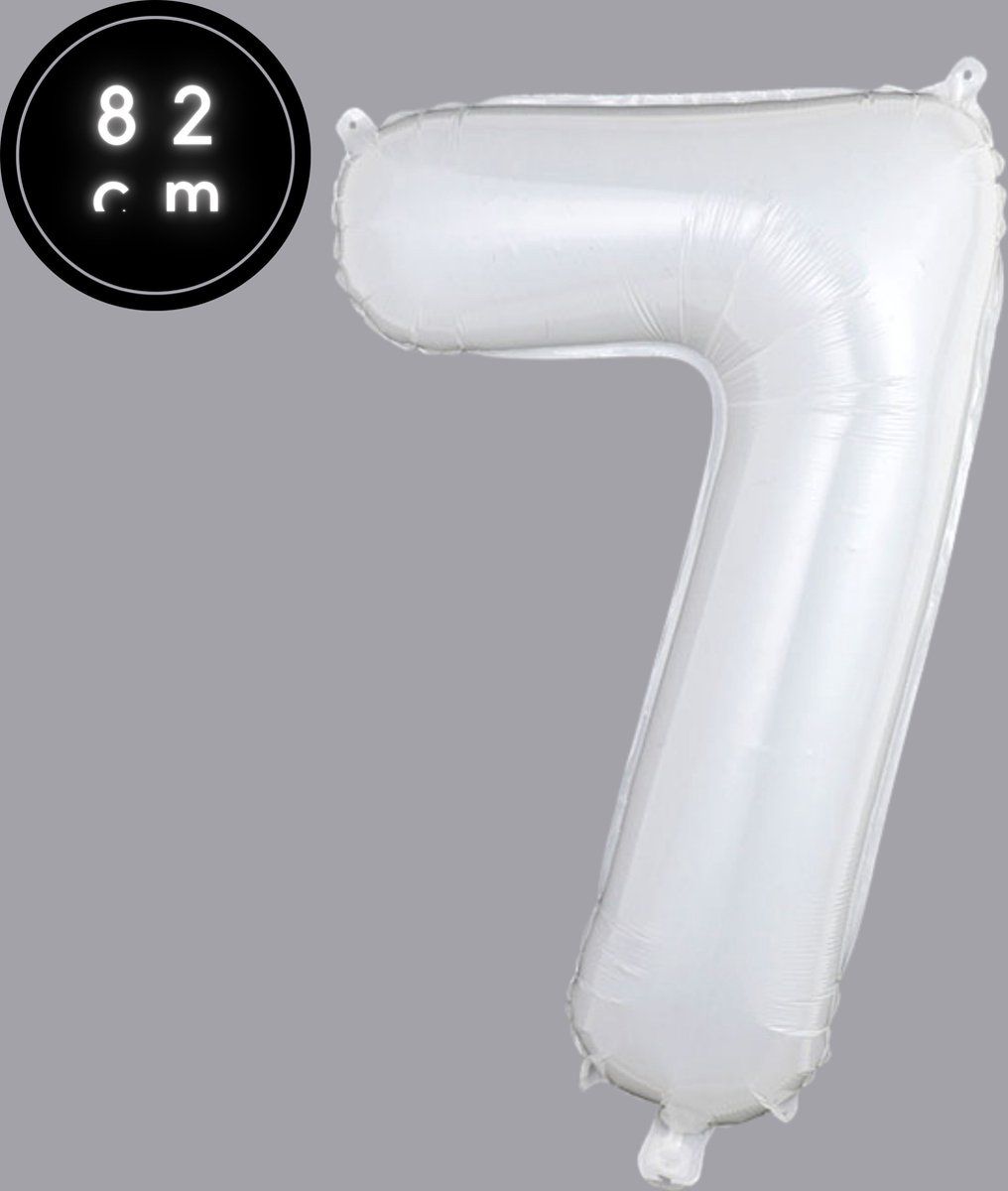 Cijfer Ballonnen - Nummer 7 - Wit - 82 cm - Helium Ballon - Fienosa- Leeftijd verjaardag - Verjaardagsballon - Verjaardag