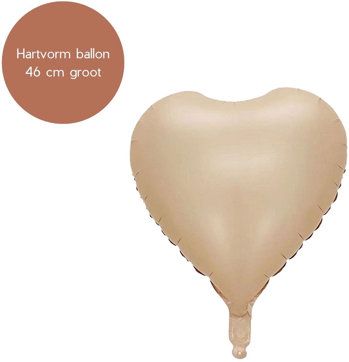 Fienosa Hartballon - Helium Ballon - Verjaardag Ballon - Verjaardag versiering - Hartvorm - Beige- Nude kleur - 46 cm groot - Hartjes en liefde