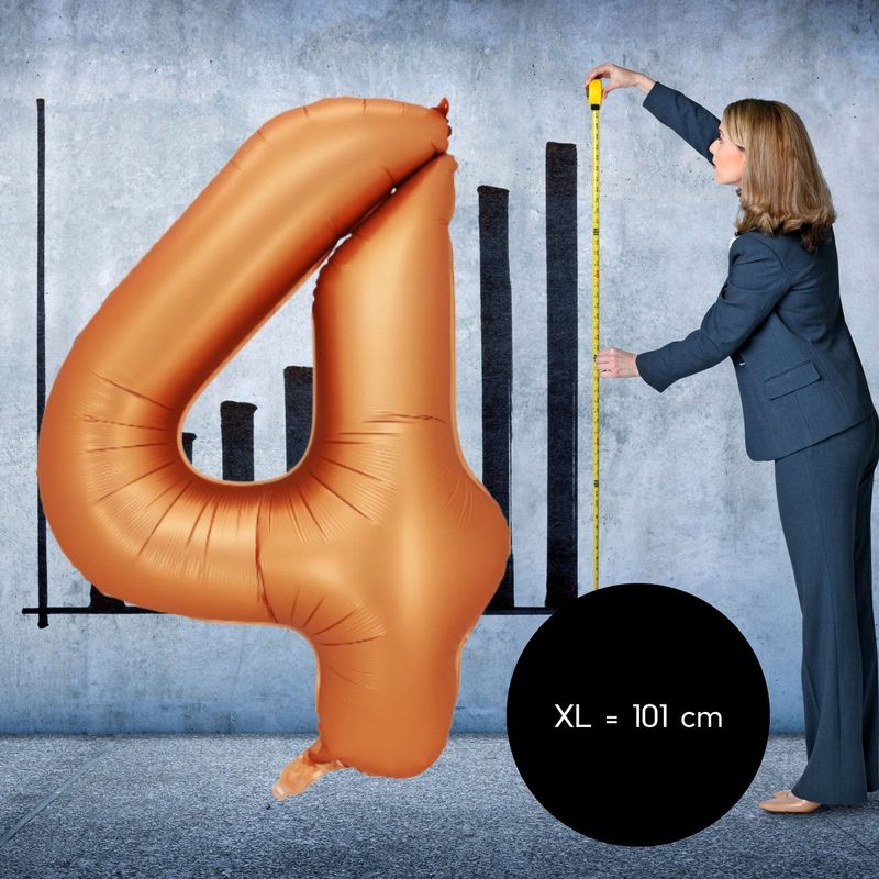 Fienosa Cijfer Ballonnen - Nummer 4 - Oranje - Kleur - 101 cm - XL Groot - Helium Ballon - Verjaardag Ballon - Verjaardag versiering - Leeftijd verjaardag - Verjaardagsballon - Verjaardag