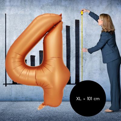 Fienosa Cijfer Ballonnen - Nummer 4 - Oranje - Kleur - 101 cm - XL Groot - Helium Ballon - Verjaardag Ballon - Verjaardag versiering - Leeftijd verjaardag - Verjaardagsballon - Verjaardag