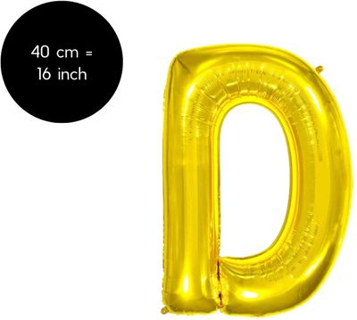 Fienosa Letter Ballonnen - Letter D - Goud - Kleur Goud - 40 cm - Helium Ballon - Verjaardag Ballon - Verjaardag versiering