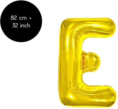 Fienosa Letter Ballonnen - Letter E - Goud - Kleur Goud - 82 cm - Helium Ballon - Verjaardag Ballon - Verjaardag versiering