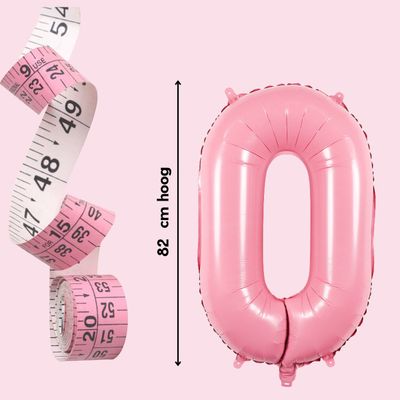 Cijfer Ballonnen - Nummer 0 - Roze - 82 cm - Helium Ballon - Fienosa - Leeftijd verjaardag - Verjaardagsballon - Verjaardag