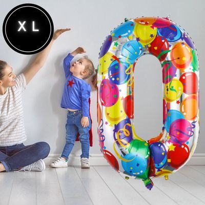 Fienosa Cijfer Ballonnen nummer 0 - Confetti patroon - 101 cm - XL Groot - Helium Ballon- Verjaardag Ballon - Carnaval Ballon - Leeftijd verjaardag - Verjaardagsballon - Verjaardag