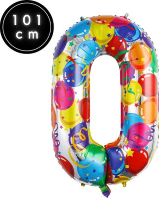 Fienosa Cijfer Ballonnen nummer 0 - Confetti patroon - 101 cm - XL Groot - Helium Ballon- Verjaardag Ballon - Carnaval Ballon - Leeftijd verjaardag - Verjaardagsballon - Verjaardag