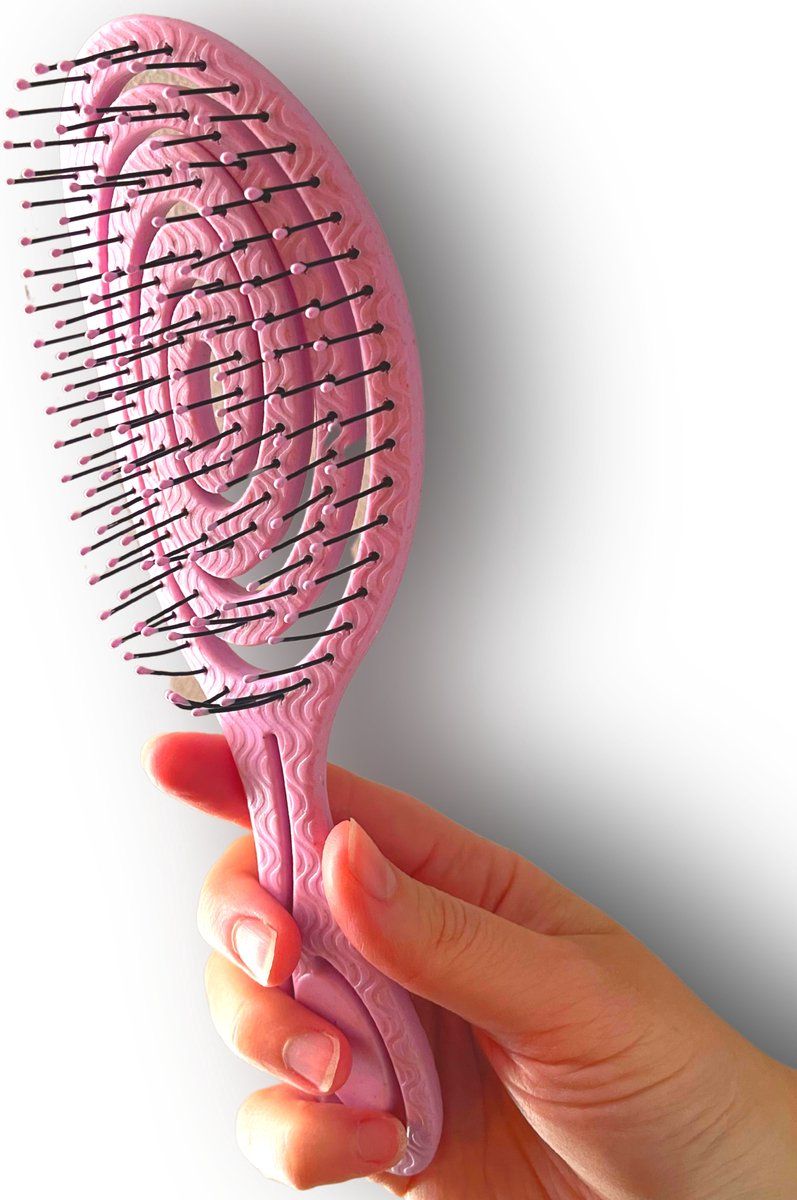 Fienosa Haarborstel Rond - Borstel - Extensions - Detangler Brush - Krullen Kam - Ronde Haarborstel - Roze - Anti Klit Haarborstel