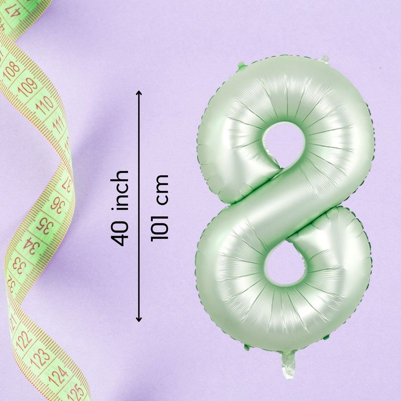 Fienosa Cijfer 8 Ballon - Nummer 8 - Groen Pastel Kleur - 101 cm - XL Groot - Helium Ballon - Verjaardag Ballon - Verjaardag versiering - Leeftijd verjaardag - Verjaardagsballon - Verjaardag