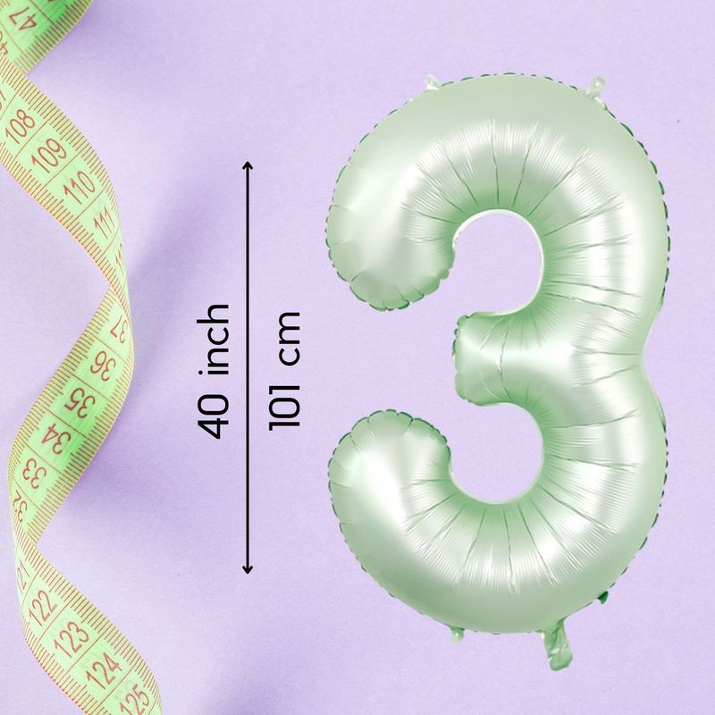 Fienosa Cijfer Ballonnen - Nummer 3 - Groen Pastel Kleur - 101 cm - XL Groot - Helium Ballon - Verjaardag Ballon - Verjaardag versiering - Leeftijd verjaardag - Verjaardagsballon - Verjaardag