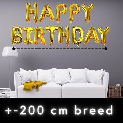 Fienosa Verjaardag Versiering - Happy Birthday - Goud 37 cm Letters - Happy Birthday Slinger - Happy Birthday versiering - Ballonnen Verjaardag - Verjaardag Decoratie - Gouden happy birthday - Gouden