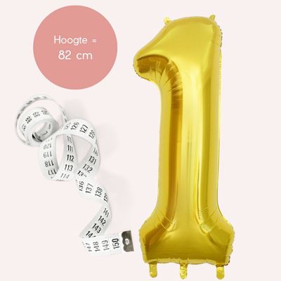 Fienosa Cijfer Ballonnen - Nummer 1 - Goud Kleur - 82 cm - XL Groot - Helium Ballon - Verjaardag Ballon - Verjaardag versiering - Leeftijd verjaardag - Verjaardagsballon - Verjaardag