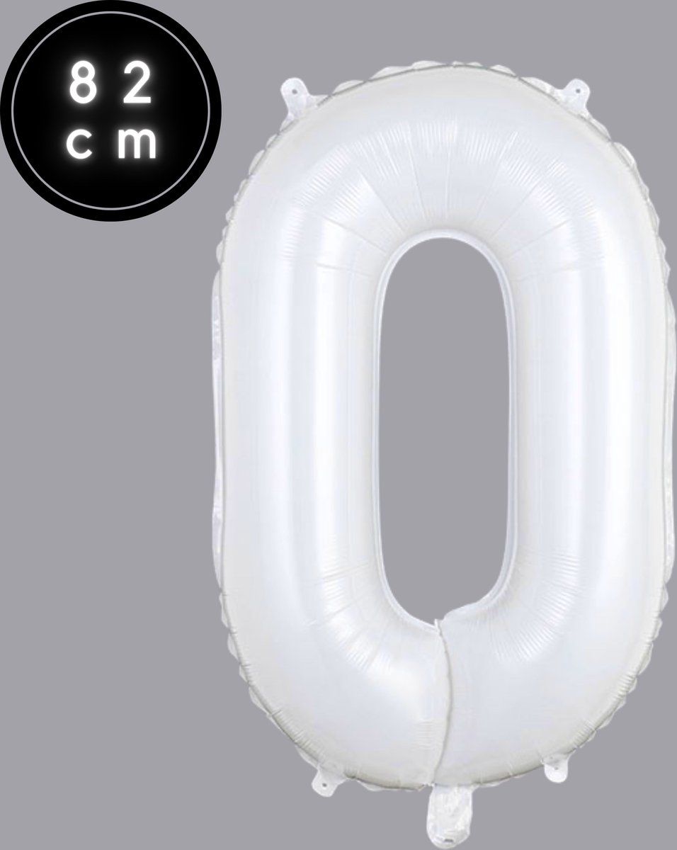 Fienosa - Cijfer Ballonnen - Nummer 0 - Wit - 82 cm - Helium Ballon - Verjaardag Ballon - Verjaardag Versiering - Leeftijd verjaardag - Verjaardagsballon - Verjaardag