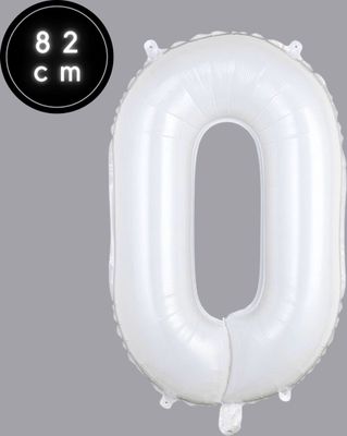 Fienosa - Cijfer Ballonnen - Nummer 0 - Wit - 82 cm - Helium Ballon - Verjaardag Ballon - Verjaardag Versiering - Leeftijd verjaardag - Verjaardagsballon - Verjaardag