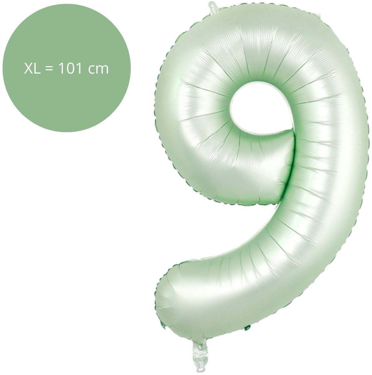 Fienosa Cijfer Ballonnen - Nummer 9 - Groen Pastel Kleur - 101 cm - XL Groot - Helium Ballon - Verjaardag Ballon - Verjaardag versiering - Leeftijd verjaardag - Verjaardagsballon - Verjaardag