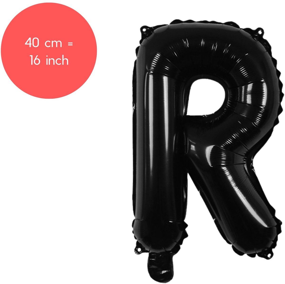 Fienosa Letter Ballonnen - Letter R - Zwart - Kleur Zwart - 40 cm - Helium Ballon - Verjaardag Ballon - Verjaardag versiering