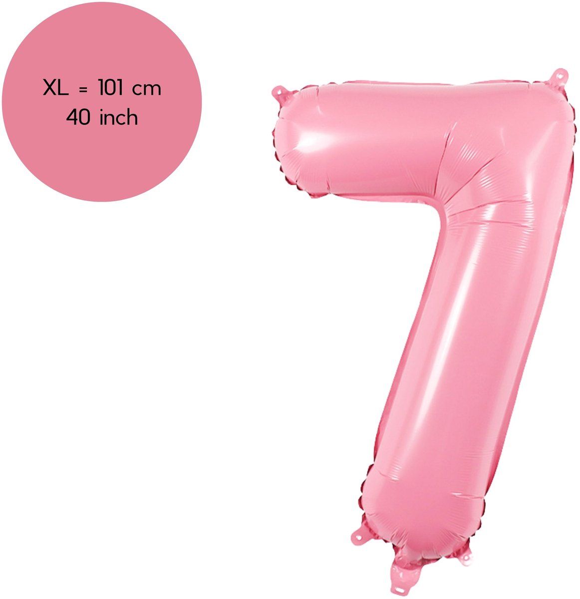 Cijfer Ballonnen Roze 7 - Nummer 7 - Roze - 101 cm - Helium Ballon - Verjaardag Versiering - Verjaardag Ballon - Leeftijd