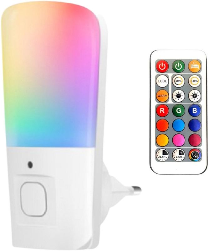 Fienosa LED Nachtlampje Stopcontact – Dimbaar RGB Nachtlicht met Afstandsbediening fienosa led nachtlampje stopcontact met afstandsbediening