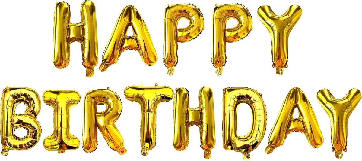 Fienosa Verjaardag Versiering - Happy Birthday - Goud 37 cm Letters - Happy Birthday Slinger - Happy Birthday versiering - Ballonnen Verjaardag - Verjaardag Decoratie - Gouden happy birthday - Gouden