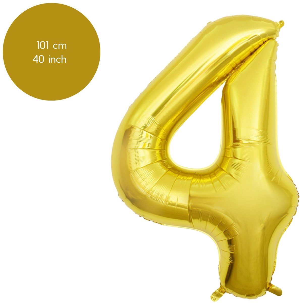 Fienosa Cijfer Ballonnen - Nummer 4 - Goud Kleur - 101 cm - Cijferballon - XL Groot - Helium Ballon - Verjaardag Ballon - Verjaardag Versiering - Feest - Feestversiering