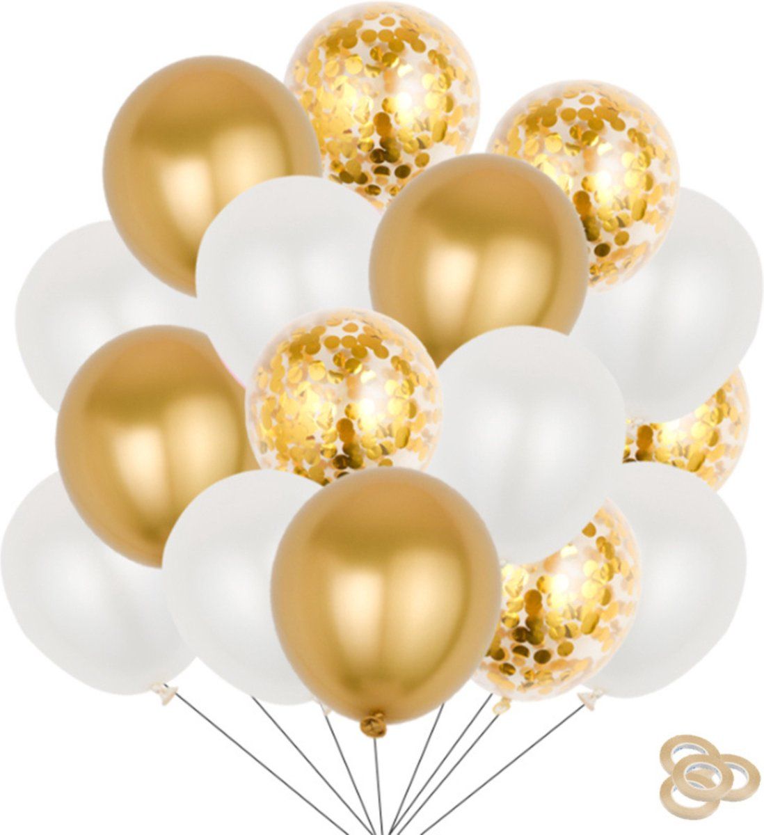 Fienosa Ballonnen Set 50 Stuks - Ballonnen Goud - Ballonnen Ivoor - Verjaardag Versiering - Verjaardag Ballonnen - Ballon - met ophang lint - Papieren confetti Ballonnen - Feestversiering Fienosa Ballonnen Set 50 Stuks - Ballonnen Goud - Ballonnen Ivoor - Verjaardag Versiering - Verjaardag Ballonnen - Ballon - met ophang lint - Papieren confetti Ballonnen - Feestversiering