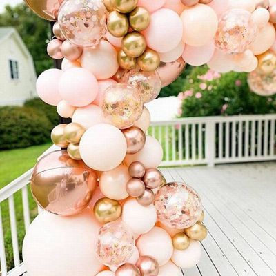 Fienosa Ballonnenboog huwelijk thema - Zalm Roze - Luxe Verjaardag Ballonnen - Ballonnenboog - Verjaardag - Bruiloft decoratie - 96 stuks - Helium Ballonnen - Ballonnen Pilaar