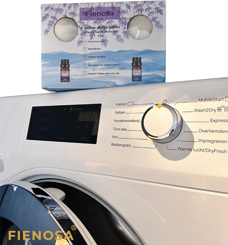Fienosa Drogerballen met Geur – 6 stuks + 2 flesjes – Bespaar Energie