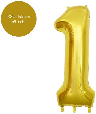 Fienosa Cijfer 1 Ballon in kleur Goud Helium geschikt
