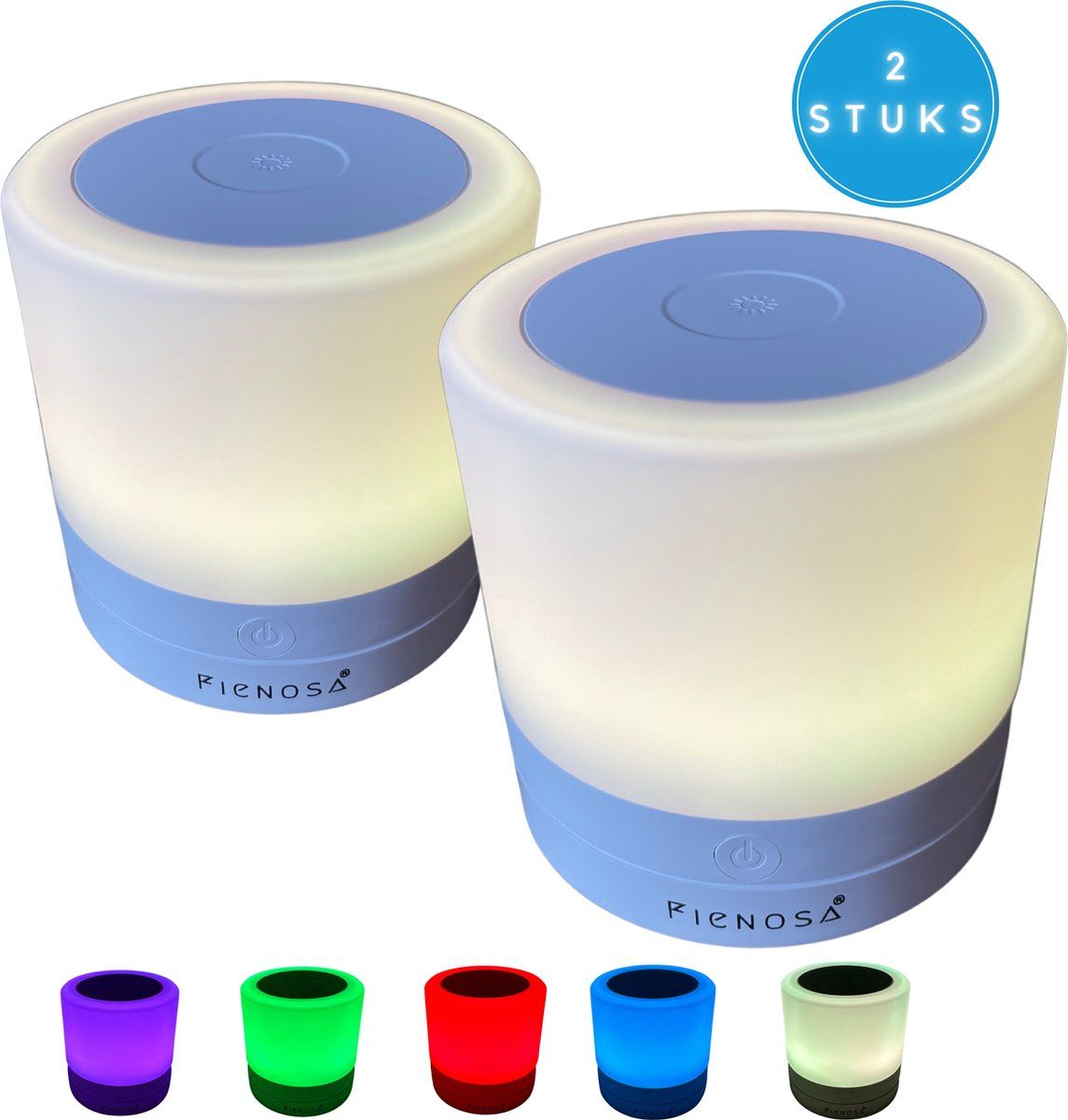 fienosa rgb led lamp oplaadbaar set van 2