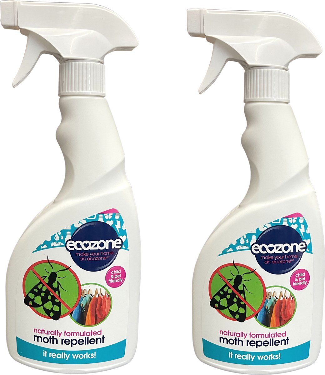 Ecozone Natuurlijke Motten Spray – Bescherming tegen motten in kledingkast en textiel (2 x 500 ml)