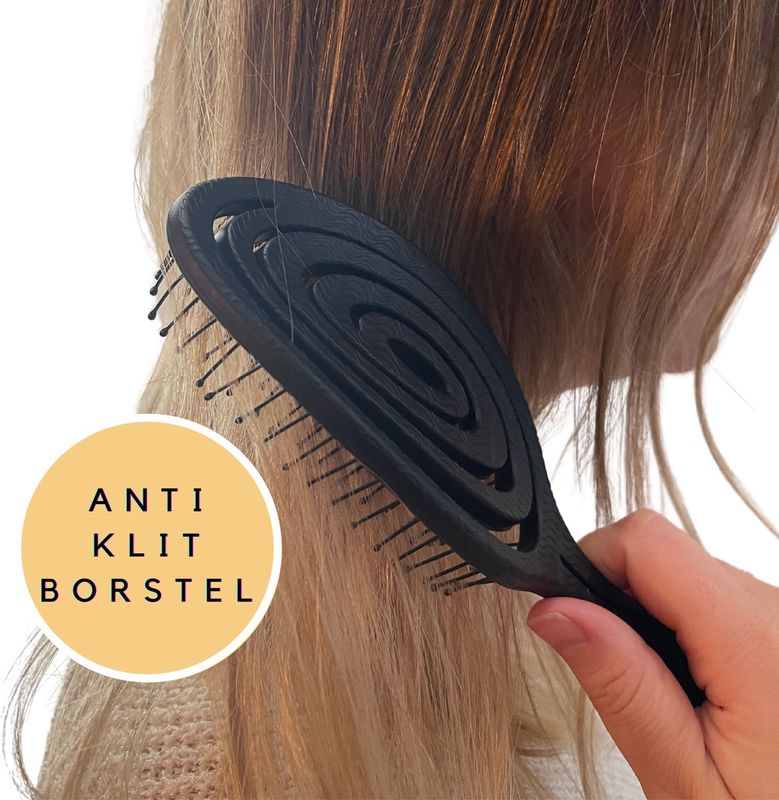 Fienosa Haarborstel Rond - Borstel - Extensions - Detangler Brush - Krullen Kam - Ronde Haarborstel - Zwart - Anti Klit Haarborstel