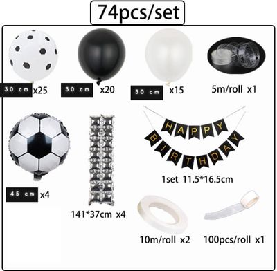 Fienosa Ballonnenboog Voetbal - Zwart Wit - Voetbal Versiering Verjaardag - Voetbal Ballonnen - Ballonnenboog - Verjaardag - Happy Birthday Slinger - Voetbal decoratie - 74 stuks - Helium Ballonnen -