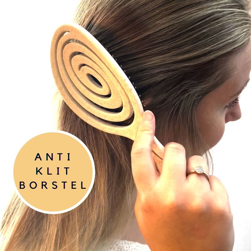 Fienosa Haarborstel Rond - Borstel - Extensions - Detangler Brush - Krullen Kam - Ronde Haarborstel - Wit Beige - Anti Klit Haarborstel