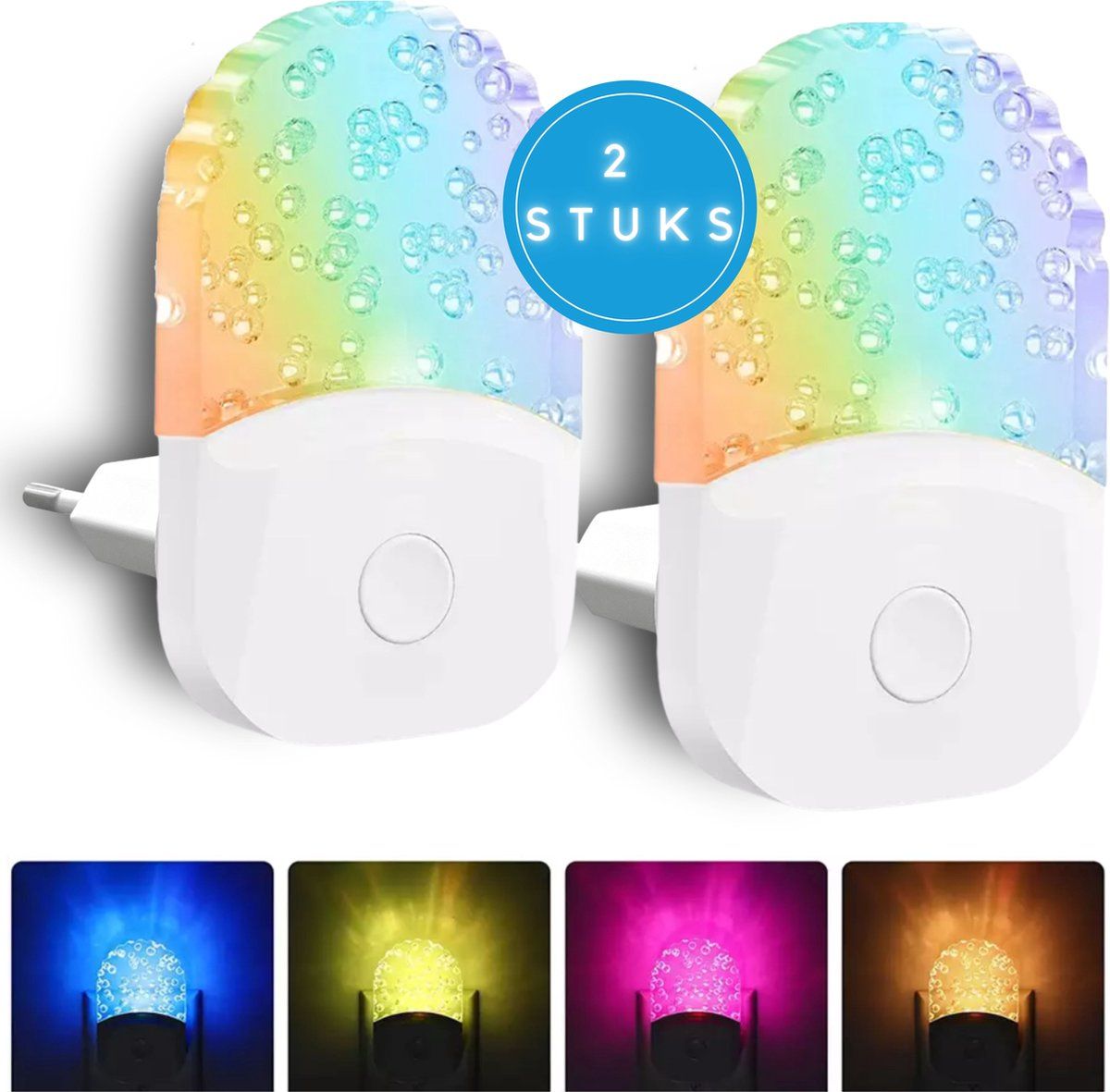 fienosa rgb nachtlampje stopcontact sensor set van 2