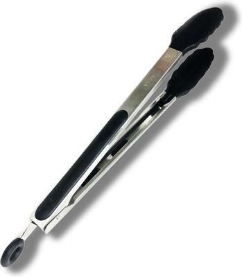 BBQ tang siliconen RVS 33 cm zwart