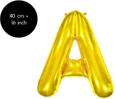 Fienosa Letter Ballonnen - Letter A - Goud - Kleur Goud - 40 cm - Helium Ballon - Verjaardag Ballon - Verjaardag versiering
