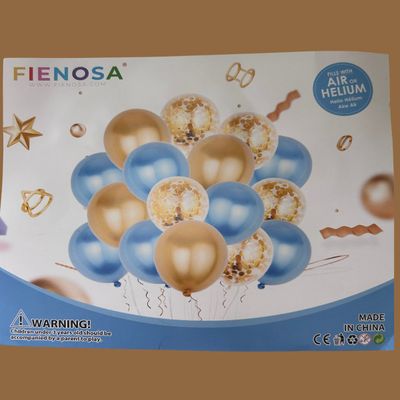 Fienosa Ballonnen Set 50 Stuks - Ballonnen Goud - Ballonnen Blauw - Verjaardag Versiering - Verjaardag Ballonnen - Ballon - met ophang lint - Papieren confetti Ballonnen - Feestversiering