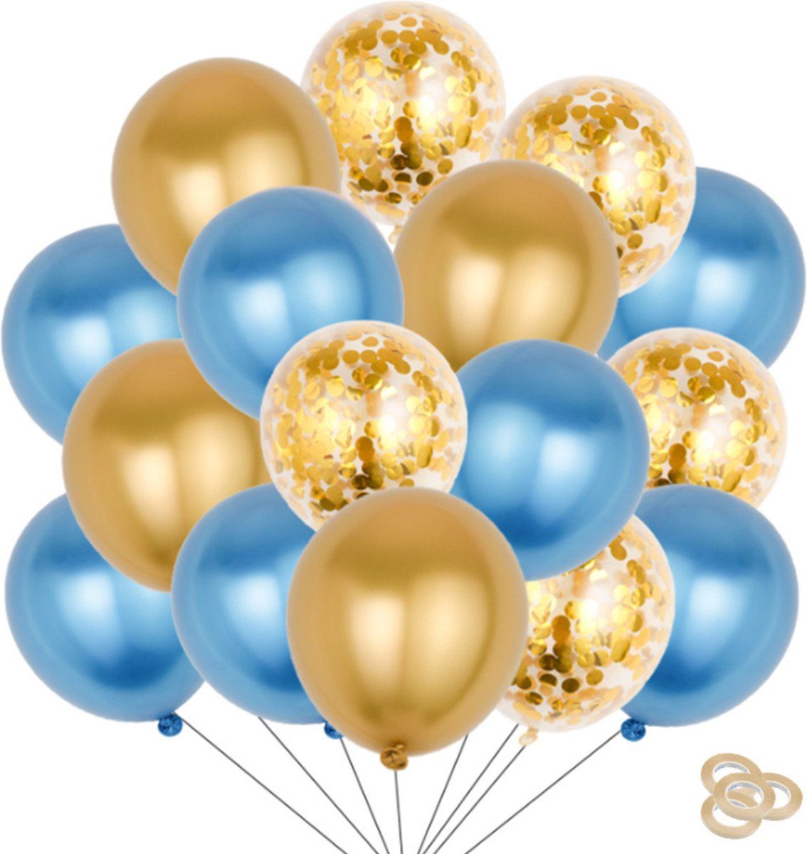 Fienosa Ballonnen Set 50 Stuks - Ballonnen Goud - Ballonnen Blauw - Verjaardag Versiering - Verjaardag Ballonnen - Ballon - met ophang lint - Papieren confetti Ballonnen - Feestversiering Fienosa Ballonnen Set 50 Stuks - Ballonnen Goud - Ballonnen Blauw - Verjaardag Versiering - Verjaardag Ballonnen - Ballon - met ophang lint - Papieren confetti Ballonnen - Feestversiering