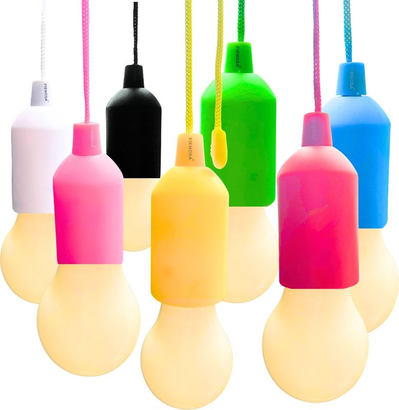 Fienosa LED Treklamp Set 7 Stuks – Campinglampen met Trekkoord – Tentlamp Batterij – Nachtlampje Kinderen – Hanglamp Camping – Warm Wit Licht fienosa treklamp set 7 stuks