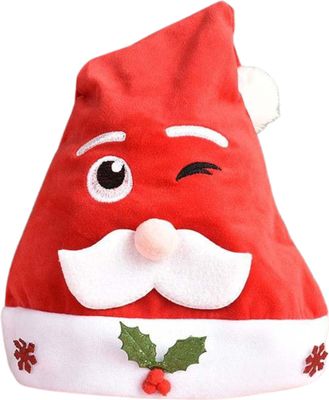 Kerstmuts gezicht Geborduurd - Voelbare Versiersels - 3D - Fienosa - Kerstcadeau - Kerstman muts - Kerst - kerstversiering