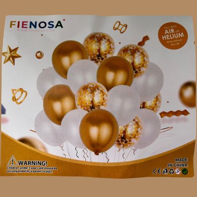 Fienosa Ballonnen Set 50 Stuks - Ballonnen Goud - Ballonnen Ivoor - Verjaardag Versiering - Verjaardag Ballonnen - Ballon - met ophang lint - Papieren confetti Ballonnen - Feestversiering