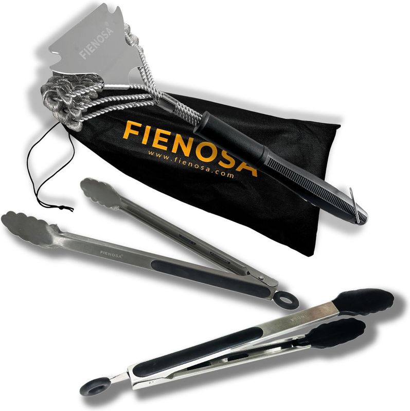 BBQ accessoires set met tang en borstel en schraper