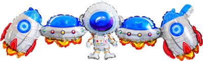 Ruimtevaart en Astronaut Ballonnen Thema - Space thema - Ruimteschip ballon - Verjaardag Versiering - Raket Ballon - Helium Geschikt - Fienosa - Verjaardag Ballon